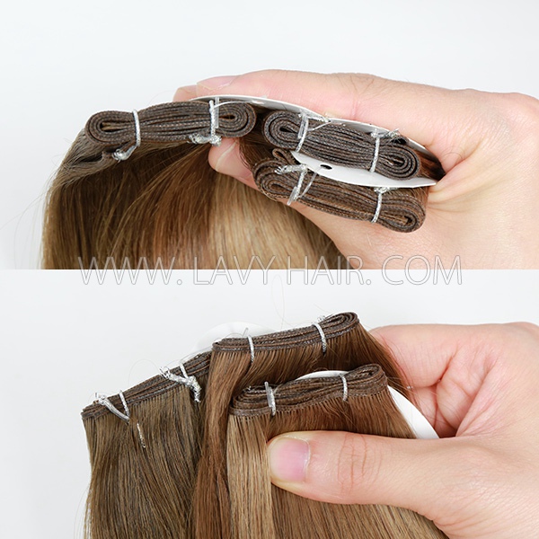 Invisible Genius Weft 14A Grade Dark Color Human Virgin Hair Extensions Sewing In 16-28 inches Hand-Tined Hair Weave Natural Straight