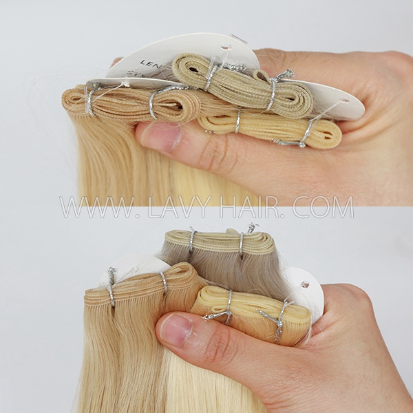 Invisible Genius Weft 14A Grade Light Color Human Virgin Hair Extensions Sewing In 16-28 inches Hand-Tined Hair Weave Natural Straight